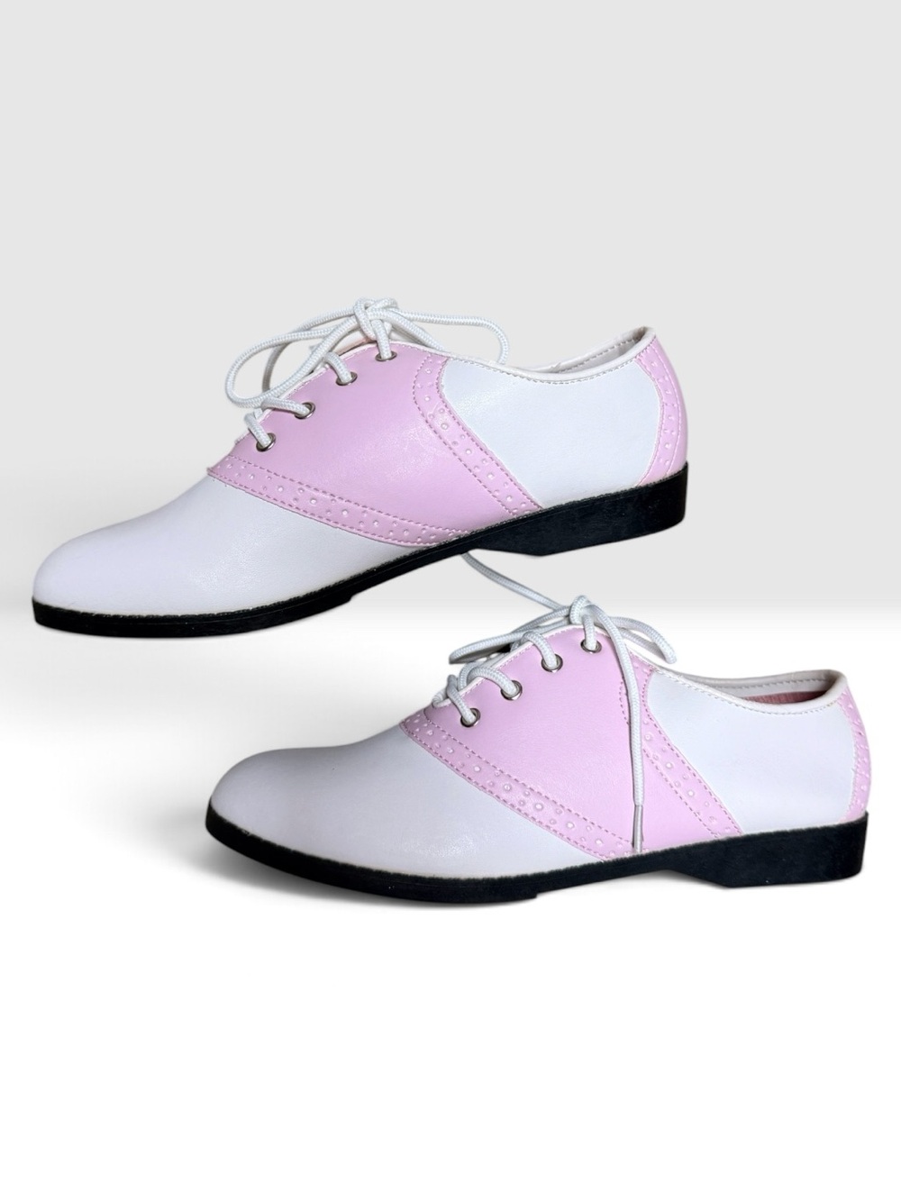 Funtasma White and Pink Two-Tone Lace-Up Flats - Picture 4 of 5